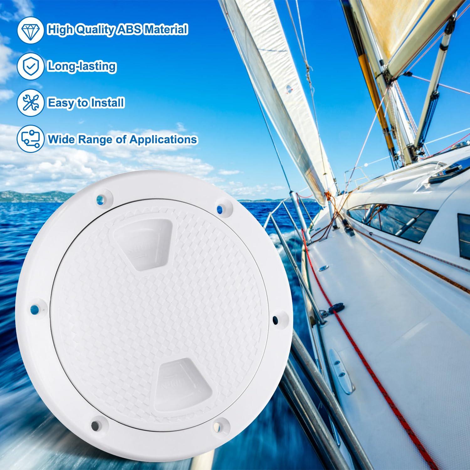 Amarine Made Amarine Made Boat Round Non Slip Inspection Hatch Detachable Cover and Pre-drilled Holes in Deck Plate Easily to Install Cut Out Dia:7-1/2\" Outside Dia: 9-4/5\"
