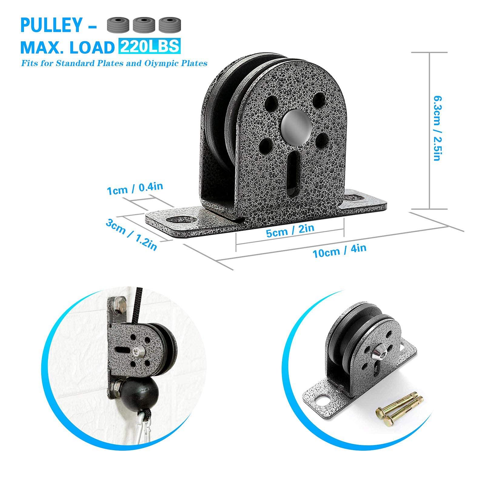 MARSAFIT Wall Mounted LAT Pulldown Machines with LAT Pulldown Bar Tricep Rope Resistance Band Handles Loading Pin, Fitness Cable Pulley System for Bicep Curl Back Shoulder, Home Gym DIY Equipment (S03)