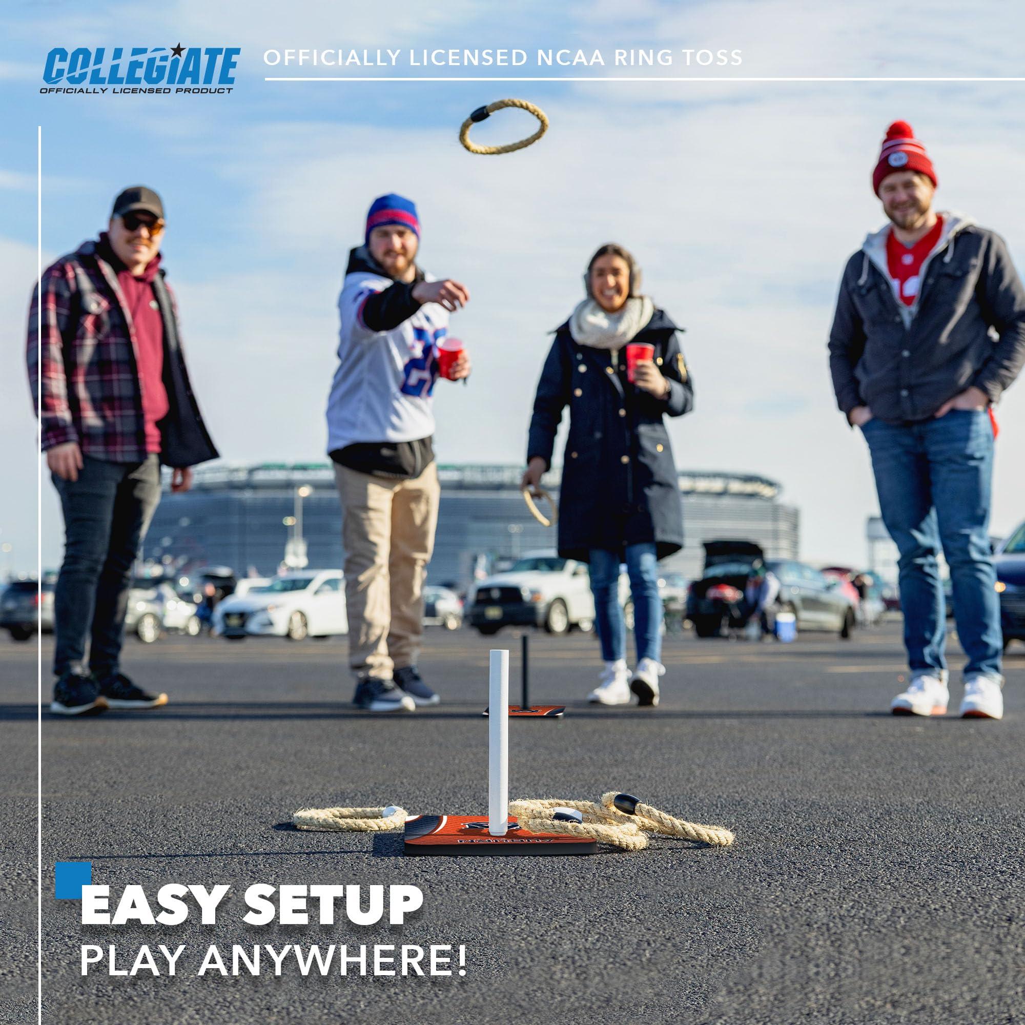 Wild Sports Wild Sports College Quoits Set with Direct Print HD Team Graphics Tailgate Ring Toss Game Great Gift for Any NCAA Fan! Ring Toss Family Outdoor Games for The Beach, BBQ, or Tailgate Party