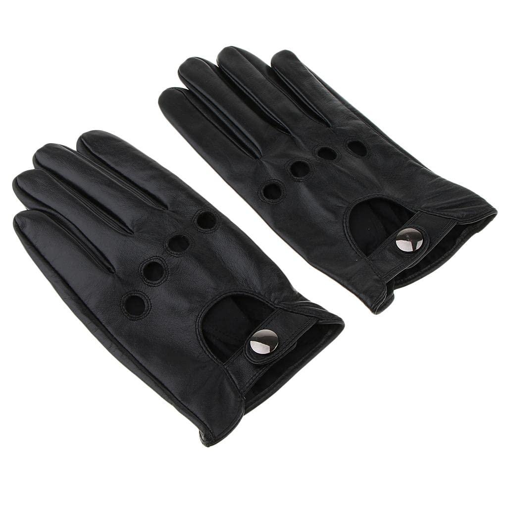 pistro pistro Mens Vintage Leather Driving Gloves Lined Screen Touch Drive Gosling Gloves - Black, L