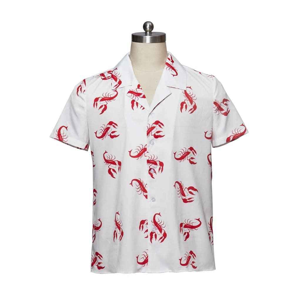 MyheroCos Men's Kramer Seinfeld Lobster Shirt Button-Up White Shirt Casual Shirt Top-XL