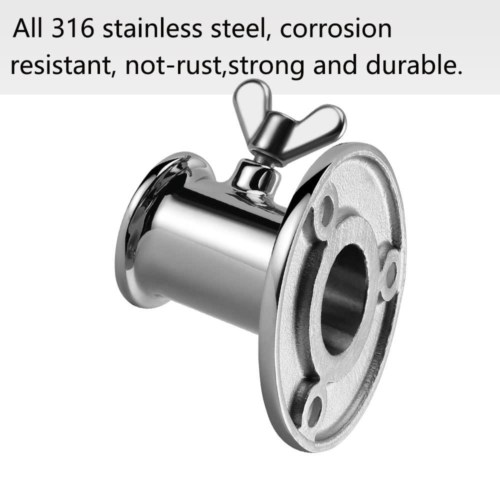 ZOMCHAIN ZOMCHAIN Marine Flag Pole with Base, Flag Pole Holder, 316 Stainless Steel Flag Pole Set for Boat, Yacht, Truck and Yard - Flag Pole 24 inch