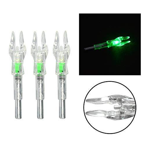 SHARROW SHARROW Archery Arrows Nock LED Lighted Nocks Hunting Shooting Luminous Lighted Compound Recurve Bow Glowing Arrow Nock Tail Fit 4.2mm Arrow Shaft 6pcs (Green)