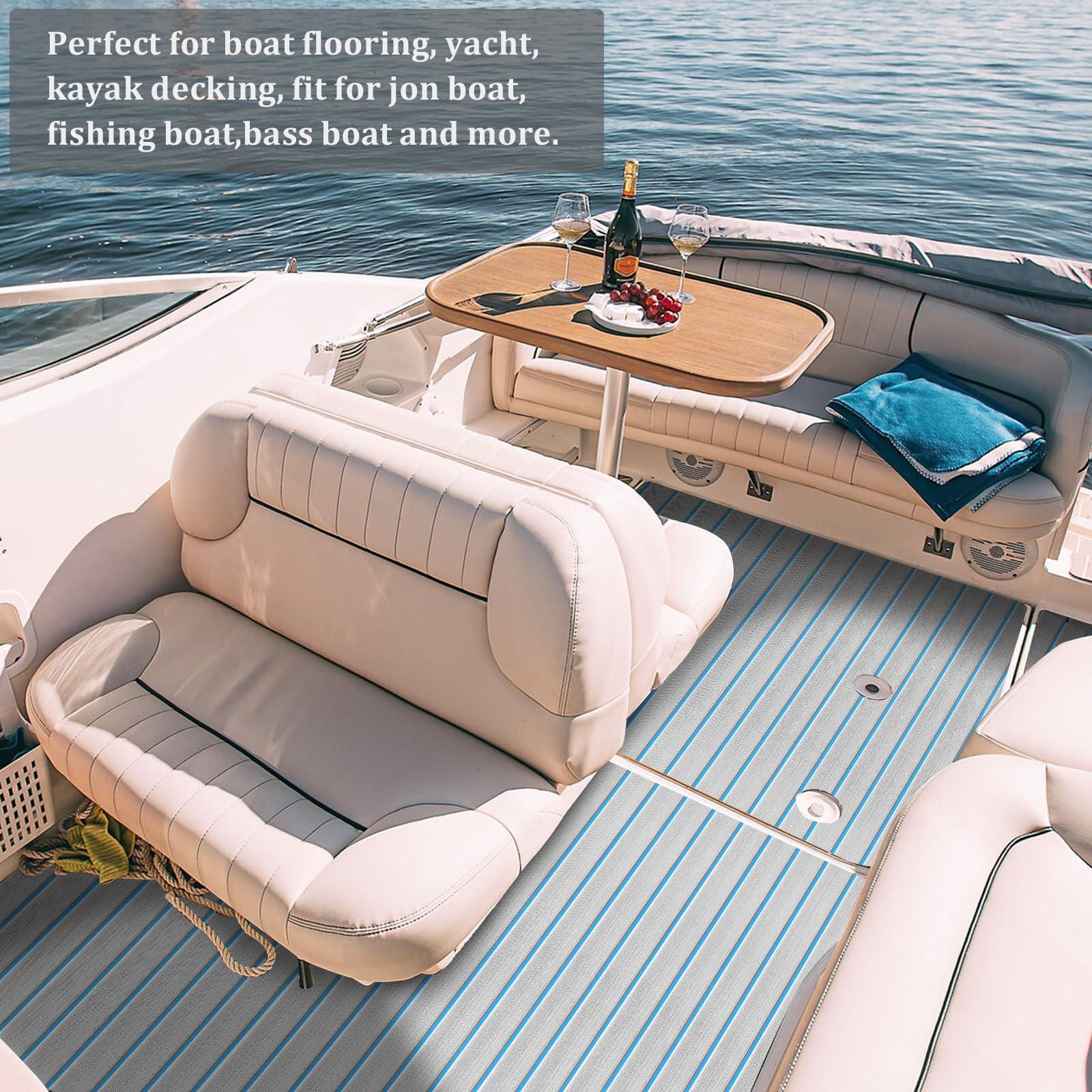 HXBYX HXBYX EVA Foam Boat Flooring with 3M Self-Adhesive Backing DIY Boats Decking Marine Sheet Faux Teak Material,Non-Slip Cooler Pads for Kayak Yacht SwimPool RV 95"x44"/31"/16"/6.7"/2.4",47.5"x16"