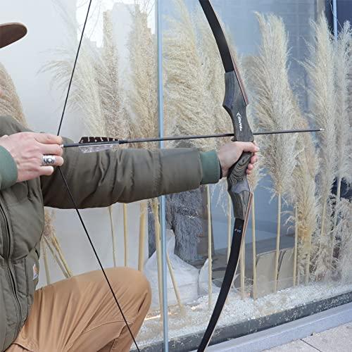 Obert Obert Black Hunter 60 Inch Archery Takedown Recurve Bow Set 20-60lbs Right Hand Bamboo Core Limb (55lbs)