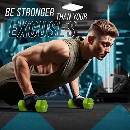 Fitness Republic Fitness Republic 3LB Neoprene Workout Dumbbells Set of 2 - Non Slip, Anti Roll Exercise & Fitness Dumbbells - Hex Shaped Hand weights for Men & Women - Ideal for Home and Gyms training