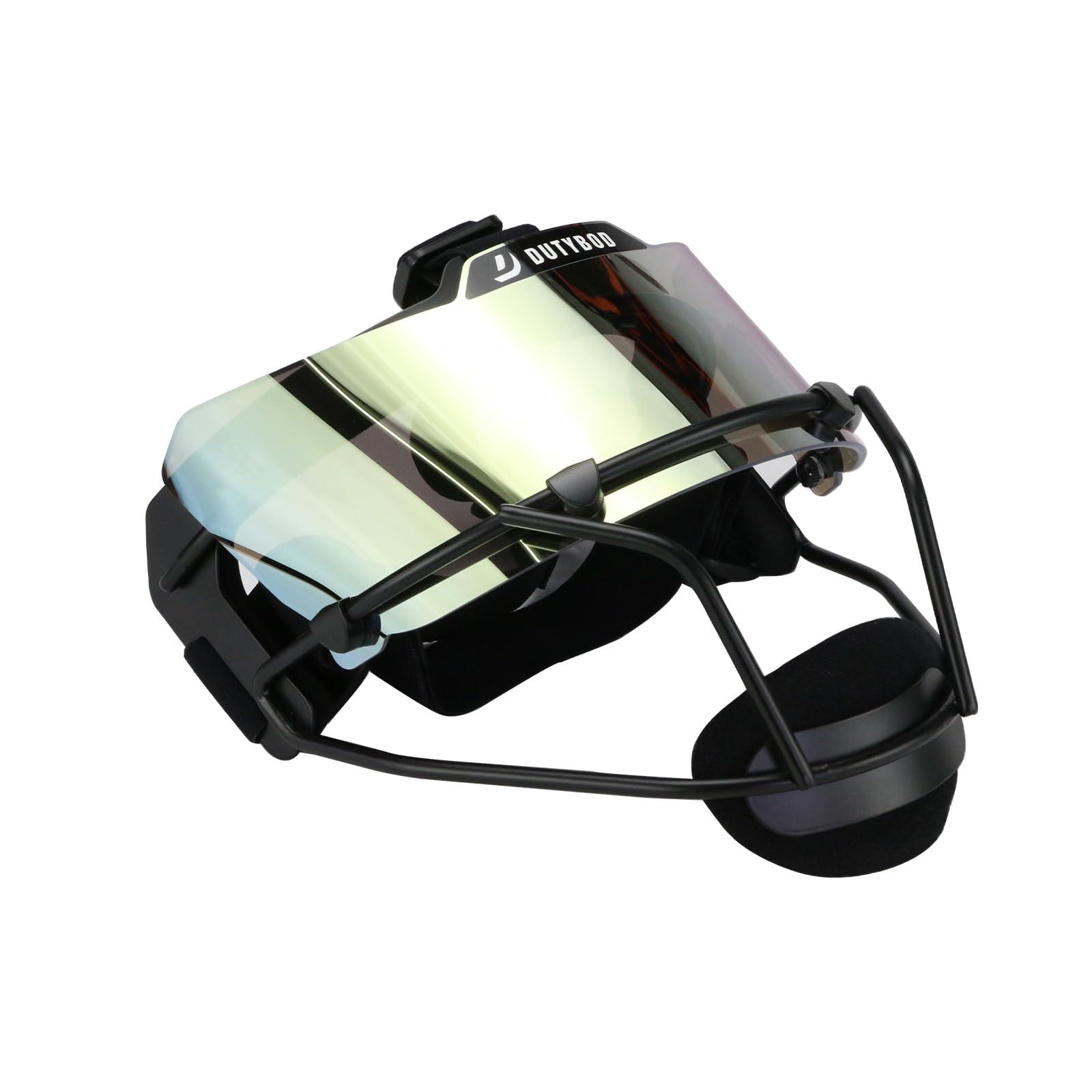 DUTYBOD DUTYBOD Softball Face Mask Softball mask Visor Lightweight and Comfortable with Wide Field Vision fit All Ages - Durable and Safety Softball Face Mask Sets (Black-Gold)
