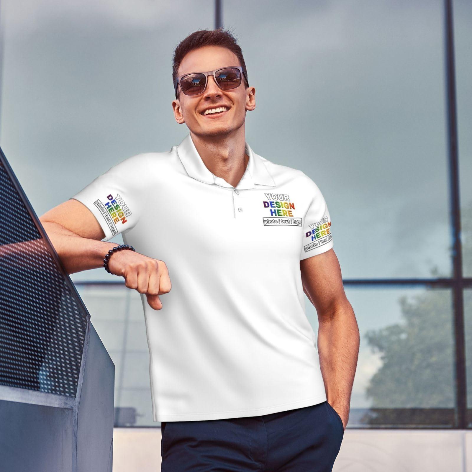 NineFit Basics Custom Polo Shirt Design Your Own Classic Custom Polo Shirts Basic Custom Polo Shirt Men Custom Gifts,XX-Large