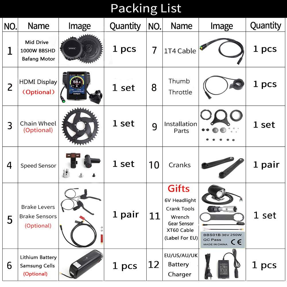 BAFANG BAFANG 48V 750W Mid Drive Electric Bike Conversion Kit with HMI Display BBS02B 8FUN Mid Motor for Bike Kit with 48V Ebike Battery