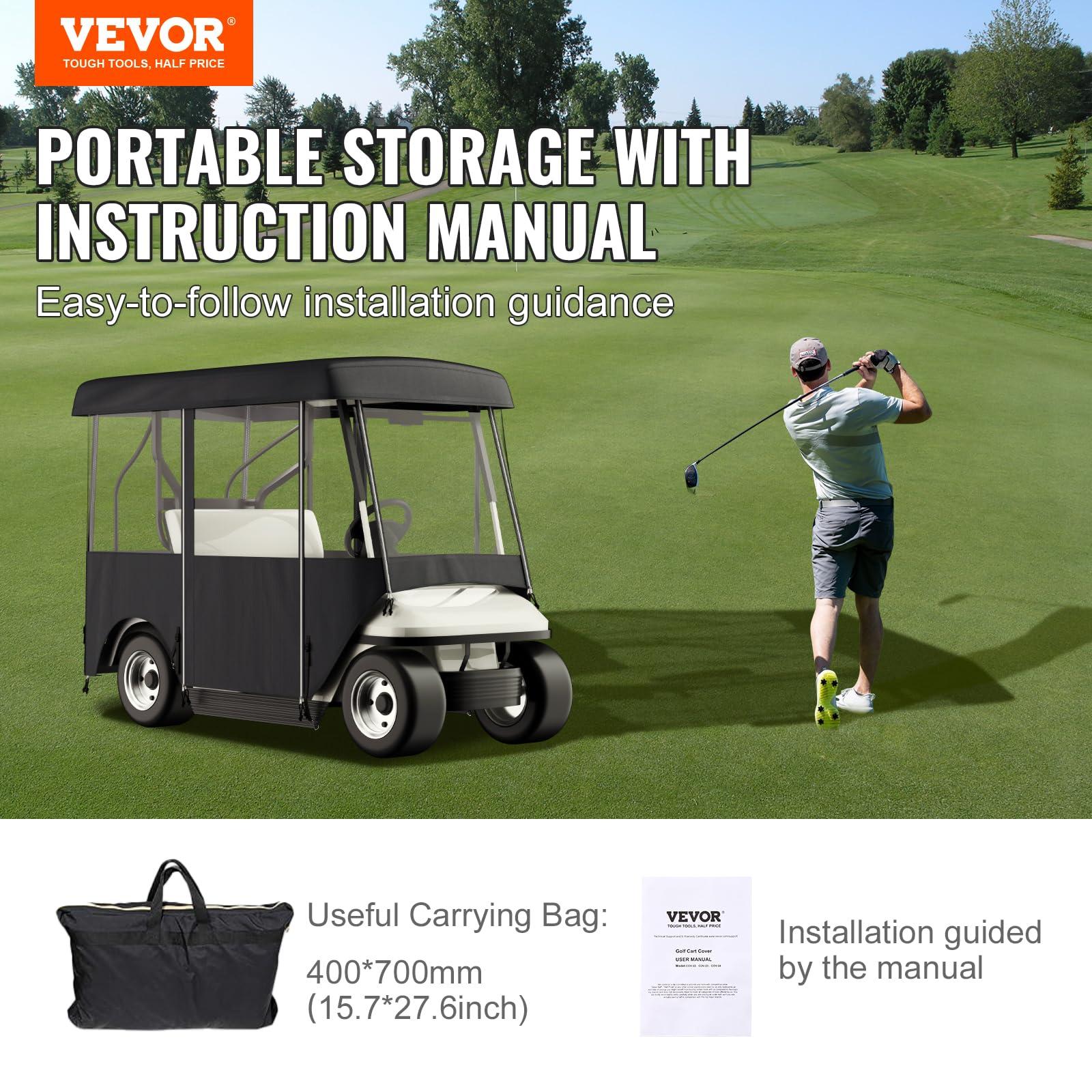 Happybuy Happybuy Golf Cart Enclosure 86'', 4-Person Golf Cart Cover, 4-Sided Fairway Deluxe, 300D Waterproof Driving Enclosure with Transparent Windows, Fit for EZGO, Club Car, Yamaha Cart