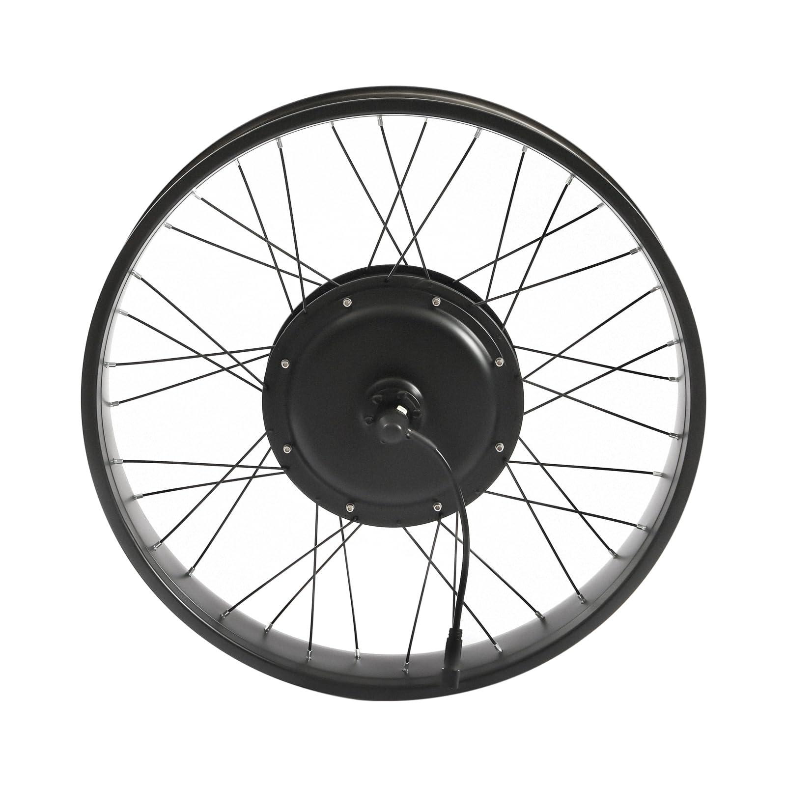 GOSHET 26" E-Bike Rear Wheel Conversion Kit, 48V 1200W Fat Snow Tire Motor Kit Electric Bike Wide Rear Wheel Hub Motor Brushless Gearless Motor with LCD Display for Snow Bikes Electric Bikes and Motorbikes
