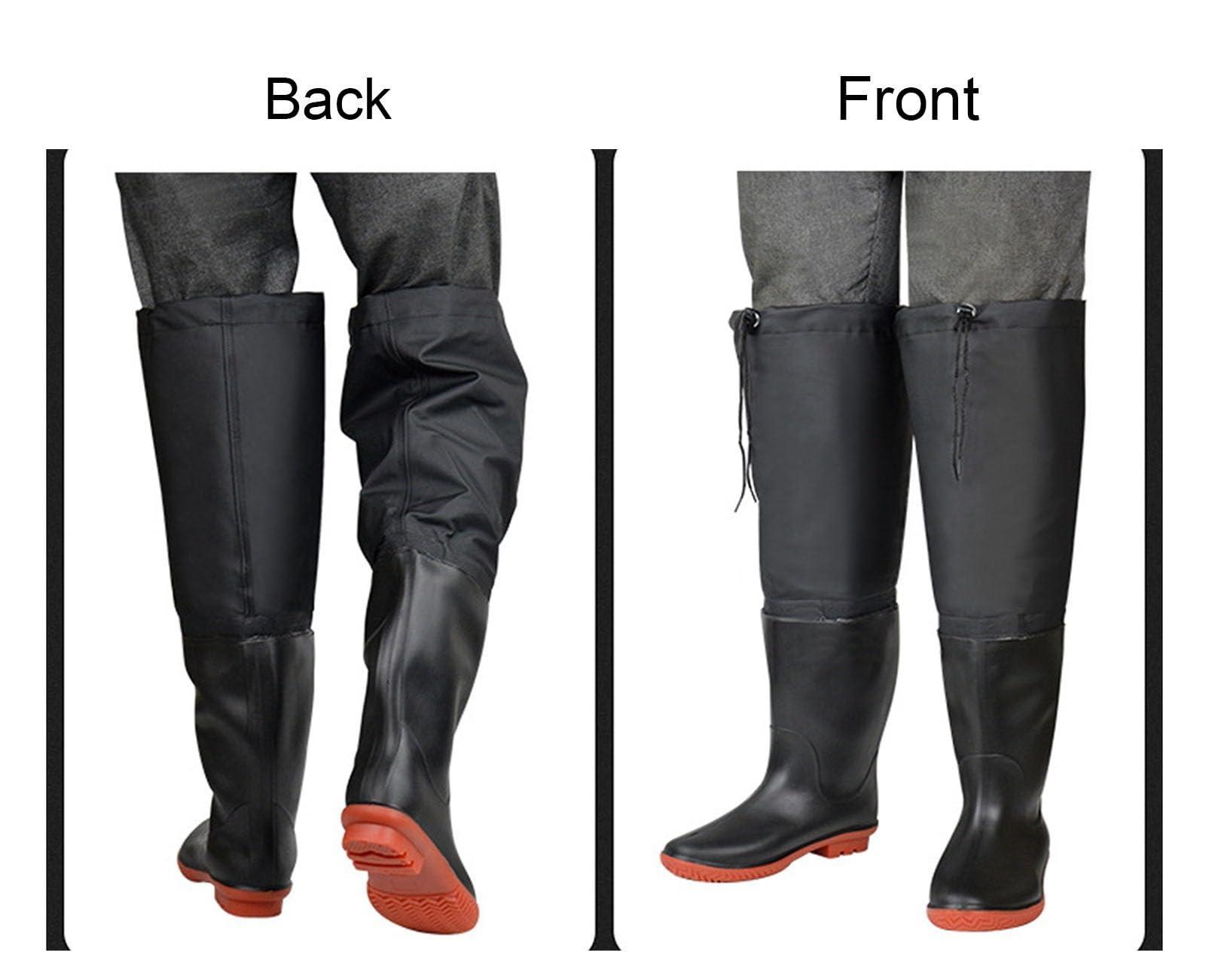 JCWGLY JCWGLY Hip Waders Winter Warm Fishing Wading Boots for Men, PVC Waterproof Hip Waders with Boots, Anti Slip and Durable (Color : Black, Size : 9)