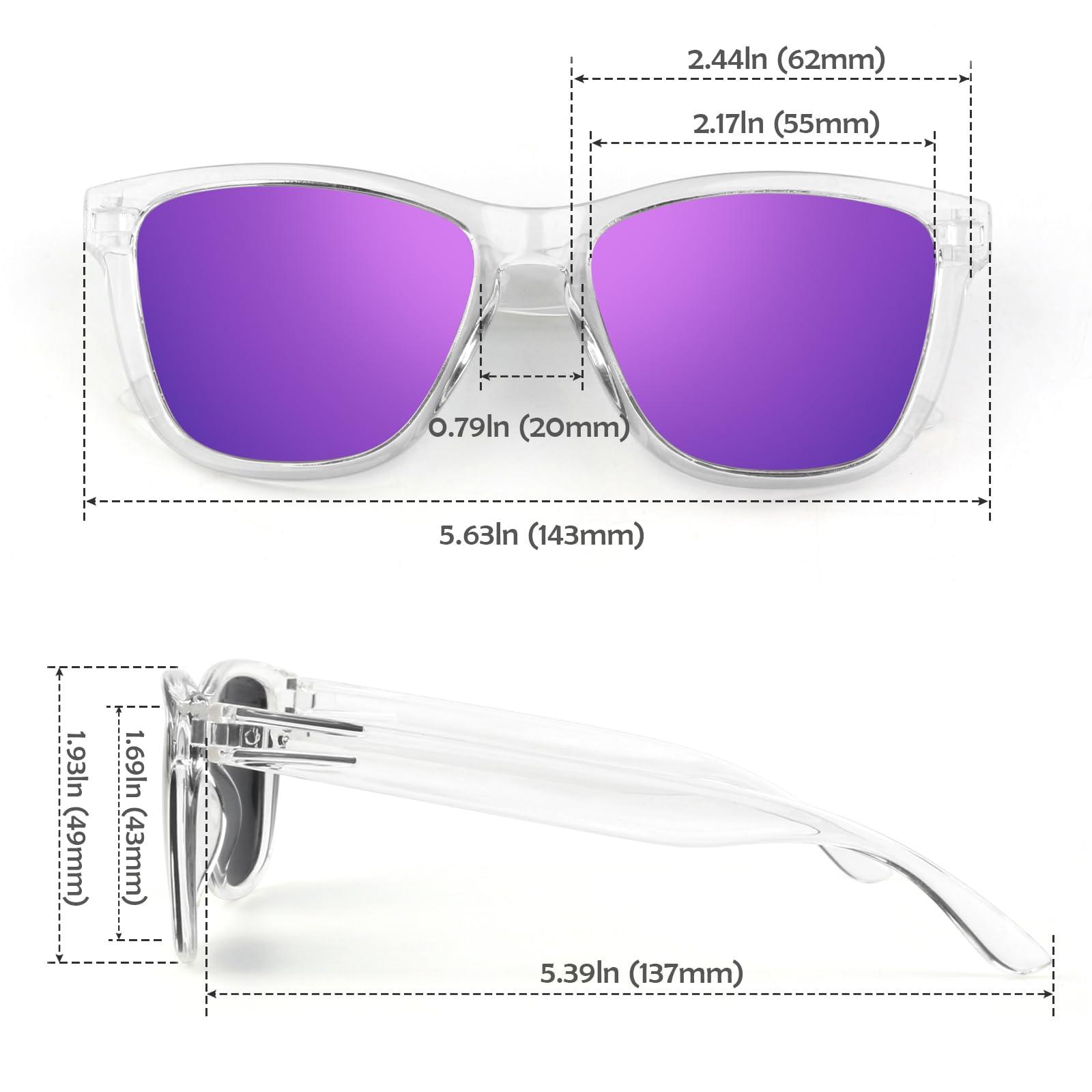 LINVO LINVO Polarized Sunglasses for Women Men, Clear Frame Colorful Mirrored Sun Glasses with UV Protection