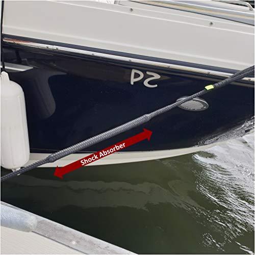 shockline shockline Dock Line with Integrated Shock Absorber, Double Braided, Polyester, Hand Spliced 12\" Eye, 5/8\" Inch x 35 Feet, Black