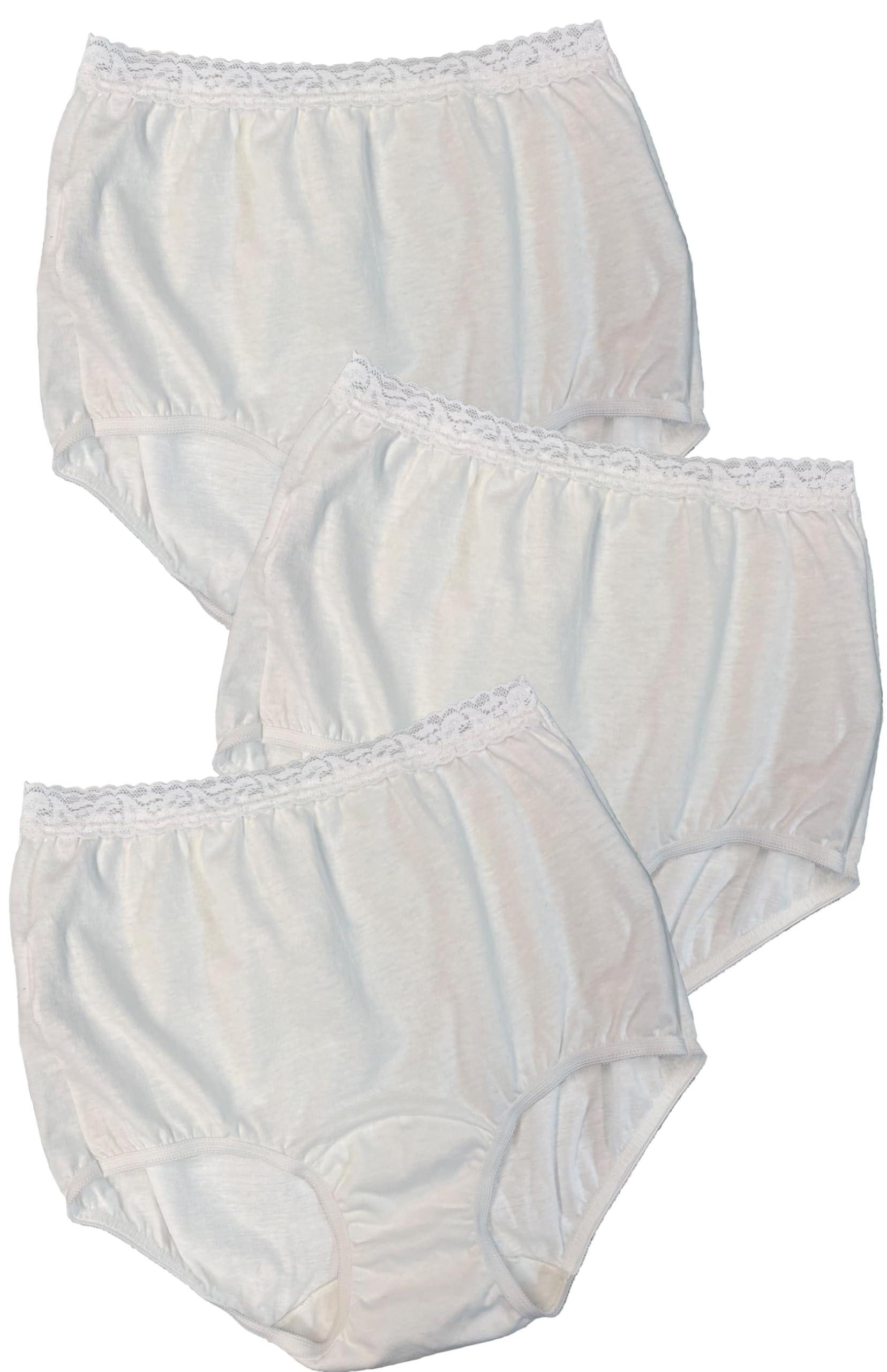 Dixie Belle Dixie Belle Lace Trim Cotton Full Brief Panty 3 Pack (US, Numeric, 11, Regular, Regular, White)