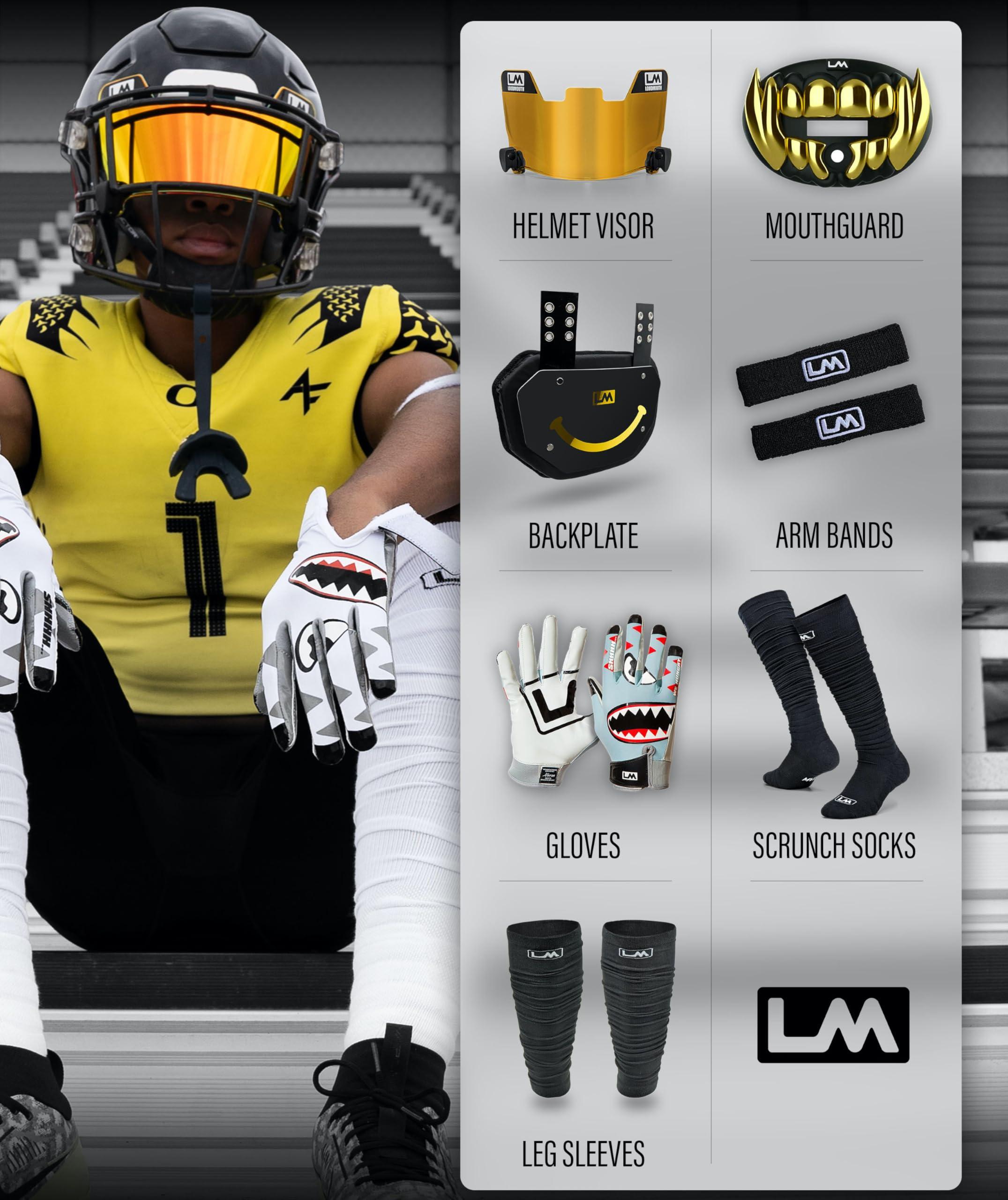 Loud Mouth Loudmouth Football Mouth Guard - 3D Chrome Grillz Football Mouthpiece, Fits Adult & Youth, Mouth Guard Football Accessories (3D Grillz - Chrome Black/Silver)