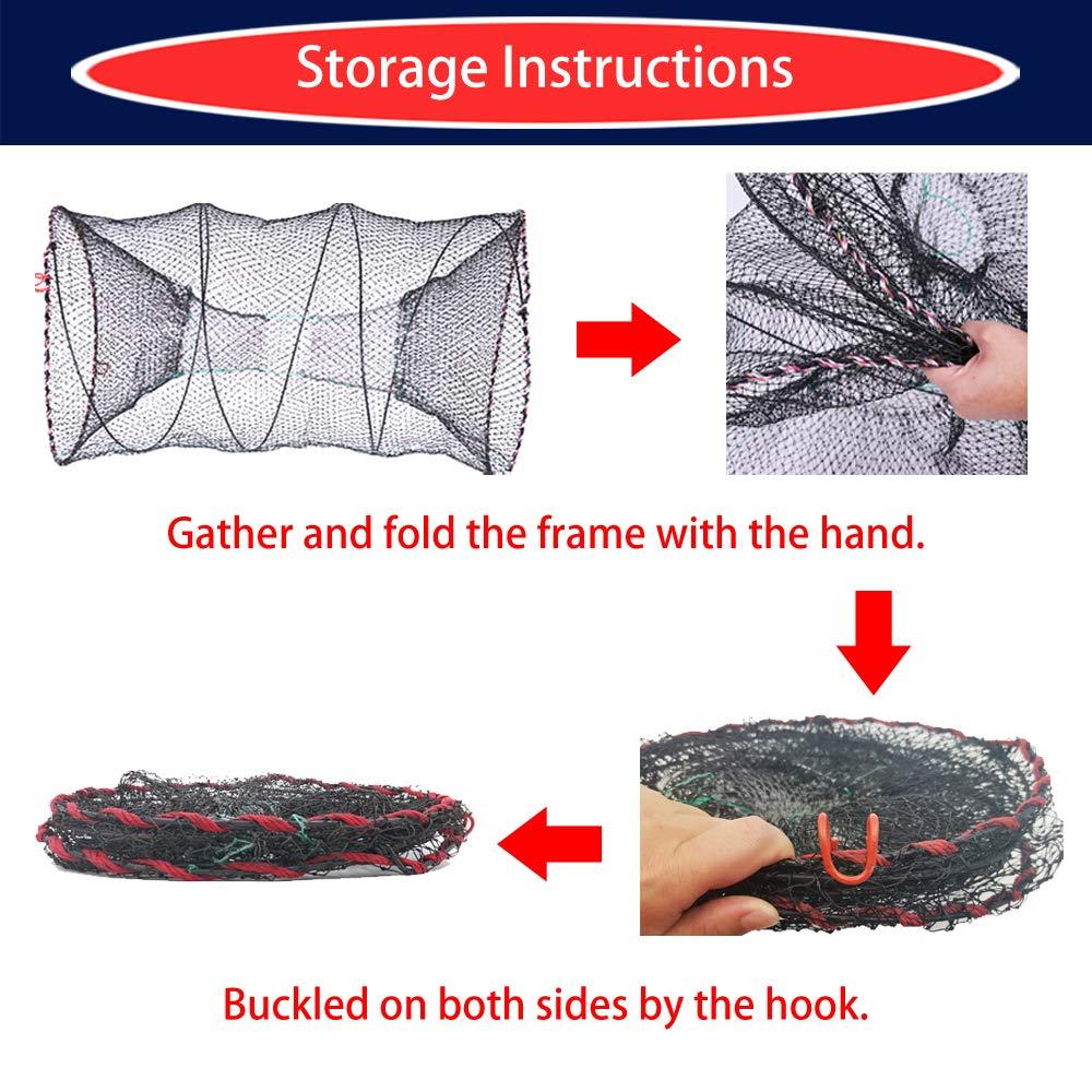 EASY BIG EASY BIG Portable Collapsible Crab Traps, Foldable Crabbing Nets for Lobster, Shrimp, Carp, Crayfish, Galvanized Steel Wire, Polyethylene Mesh