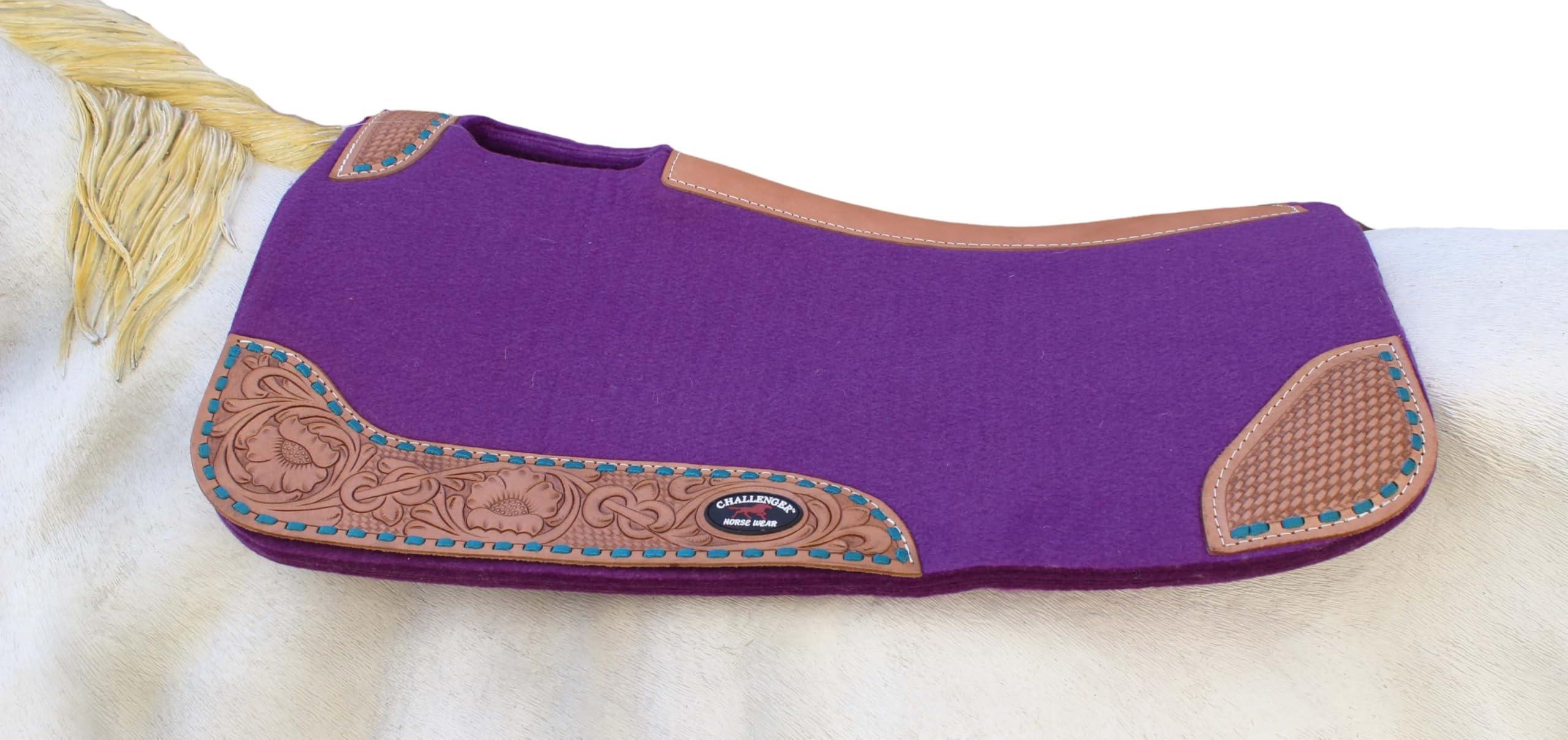 CHALLENGER CHALLENGER Horse Saddle PAD Western Contoured Wool Felt Moisture Wicking Purple 39RT04PR