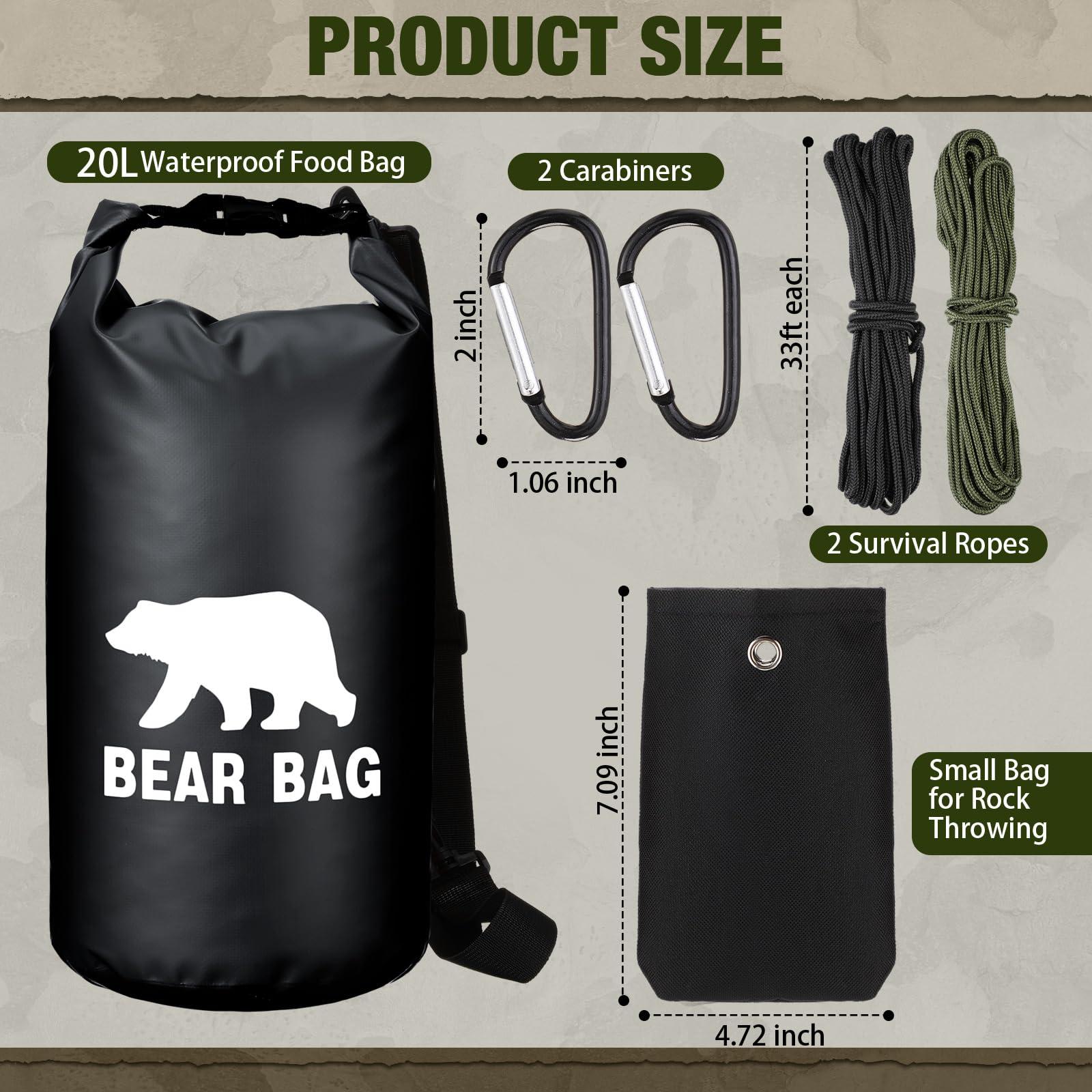 Foilswirl Foilswirl 1 Set Bear Food Bag for Camping Ultralight Food Bag Hanging System Includes Waterproof Bear Bag, Nylon Ropes, Hooks for Camping Backpacking (Black,20 L)
