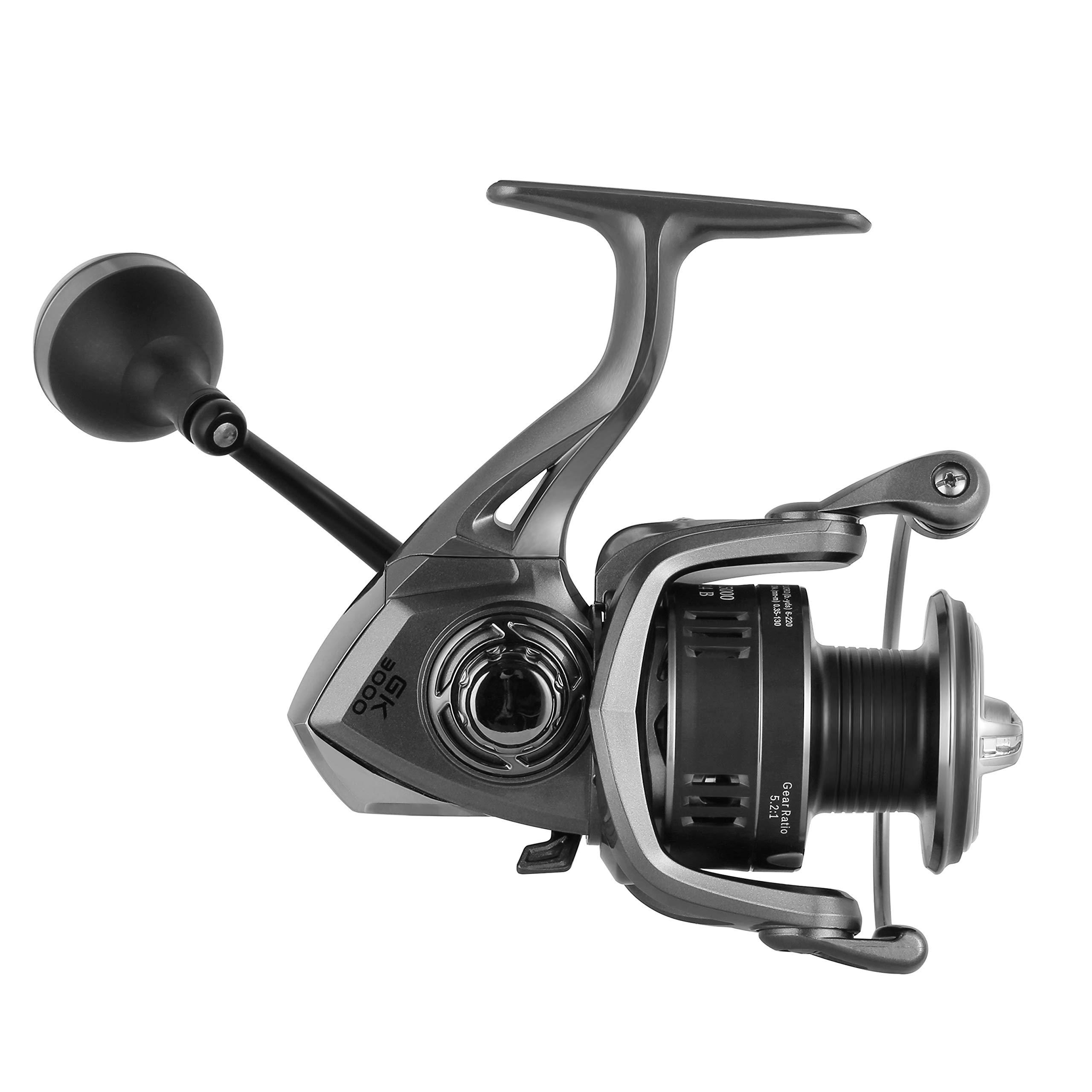 RIKIMARU Rikimaru Spinning Fishing Reels 13+1BB Stainless Steel Alloy Material Ultra Smooth Powerful Light Weight GK Serie (Matte Black, GK-3000)