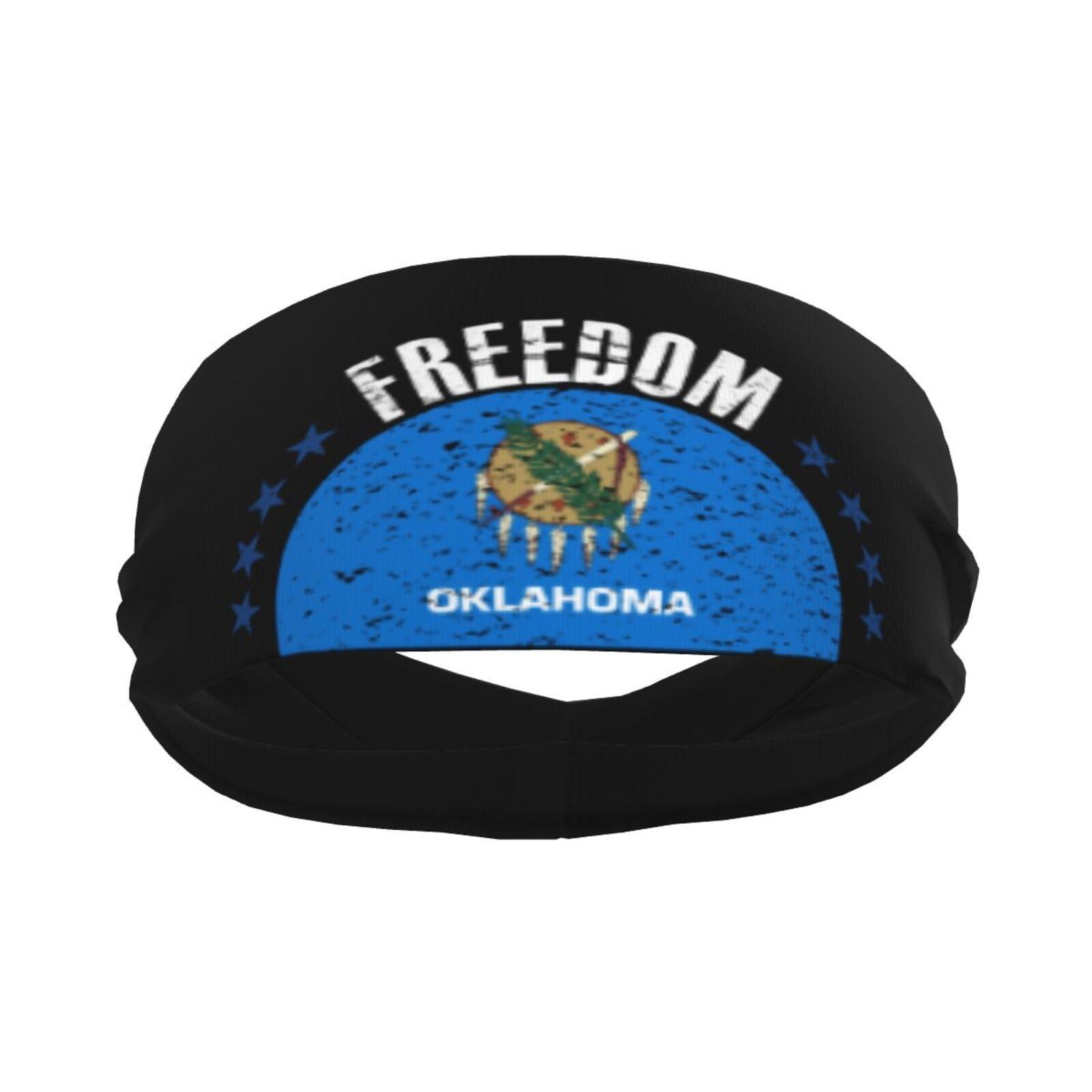 MULIHU The Oklahoma Flag and Freedom Headbands for Men Women Wicking Sports Sweatband for Running Basketball Yoga Hairbands