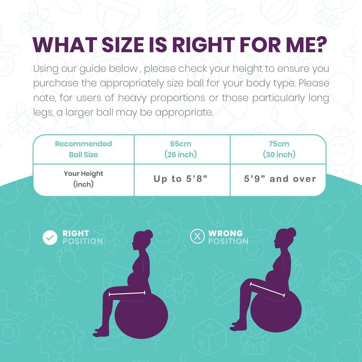 The Birth Ball The Birth Ball - Birthing Ball for Pregnancy & Labor - 18 Page Pregnancy Ball Exercises Guide by Trimester - Non Slip Socks - How to Dilate, Induce, & Reposition Baby for Mom 65cm