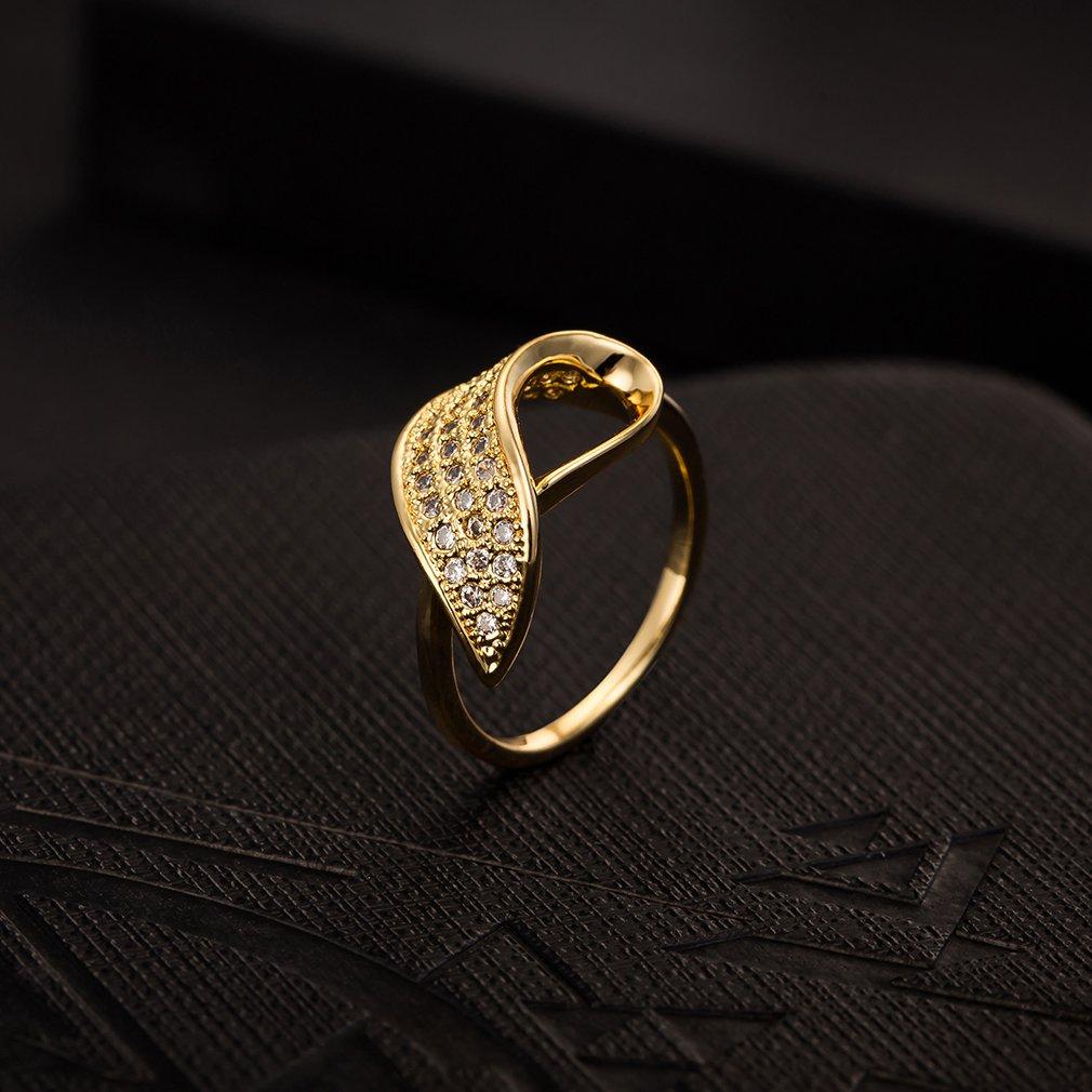 YAZILIND YAZILIND Special Design 18K Gold Plated Ring White Cubic Zirconia Decraion Size 8
