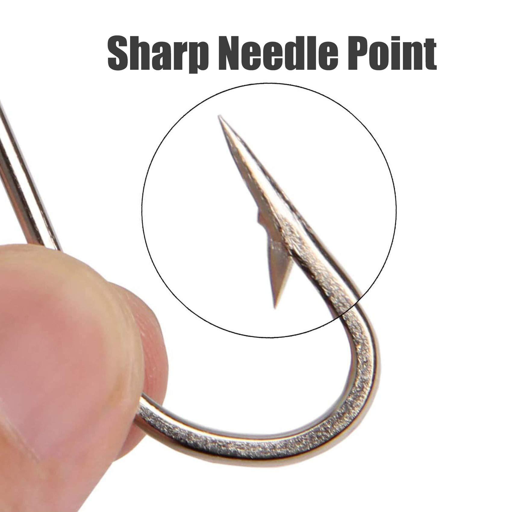 OROOTL Stainless Steel Saltwater Fishing Hooks - 50pcs 34007 O\'shaughnessy Hooks Forged Long Shank J Fishing Hooks Extra Strong Metal Fish Hooks Size 1/0-10/0