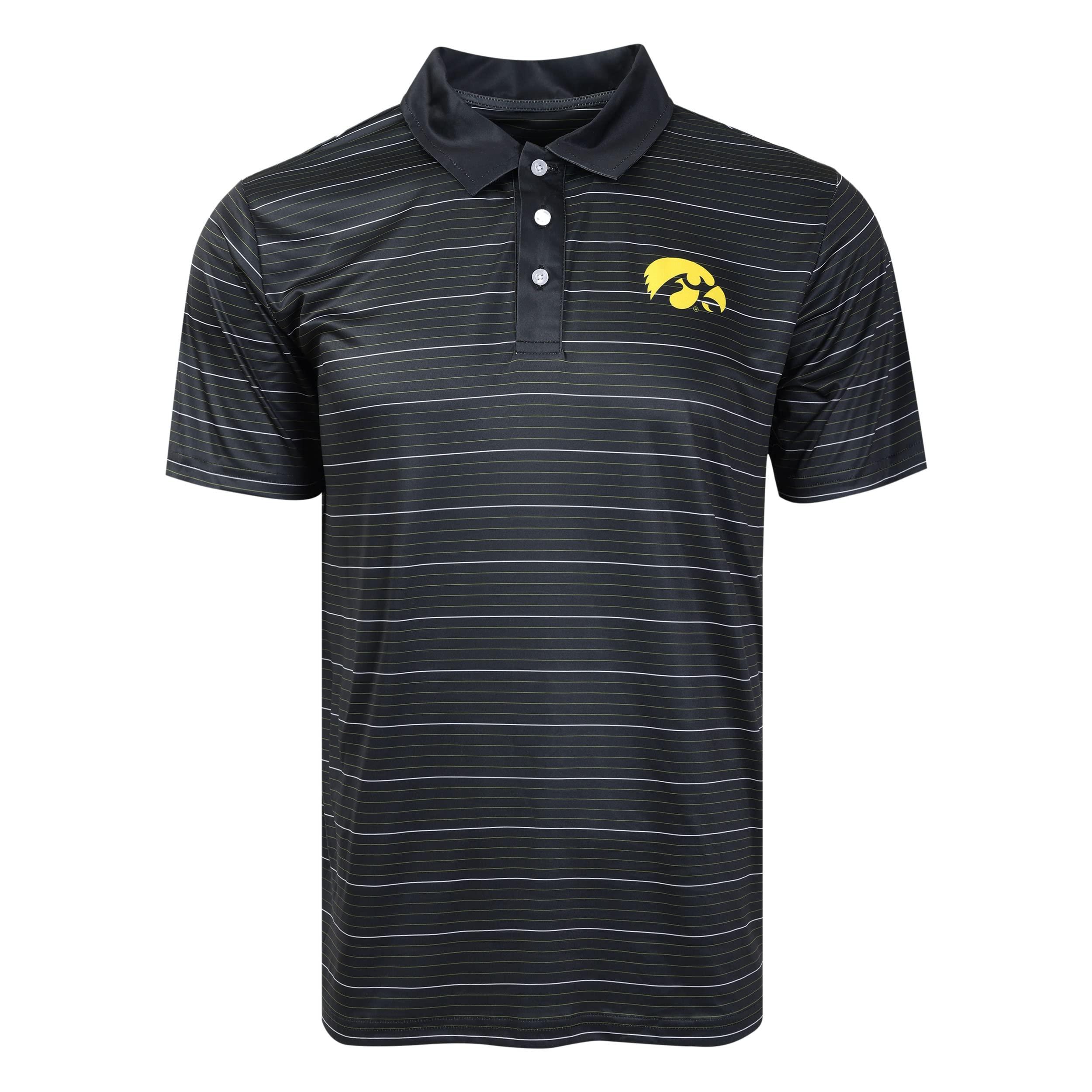 FOCO FOCO NCAA College Team Logo Polo Short Sleeve Shirt, Striped Polyester, X-Large