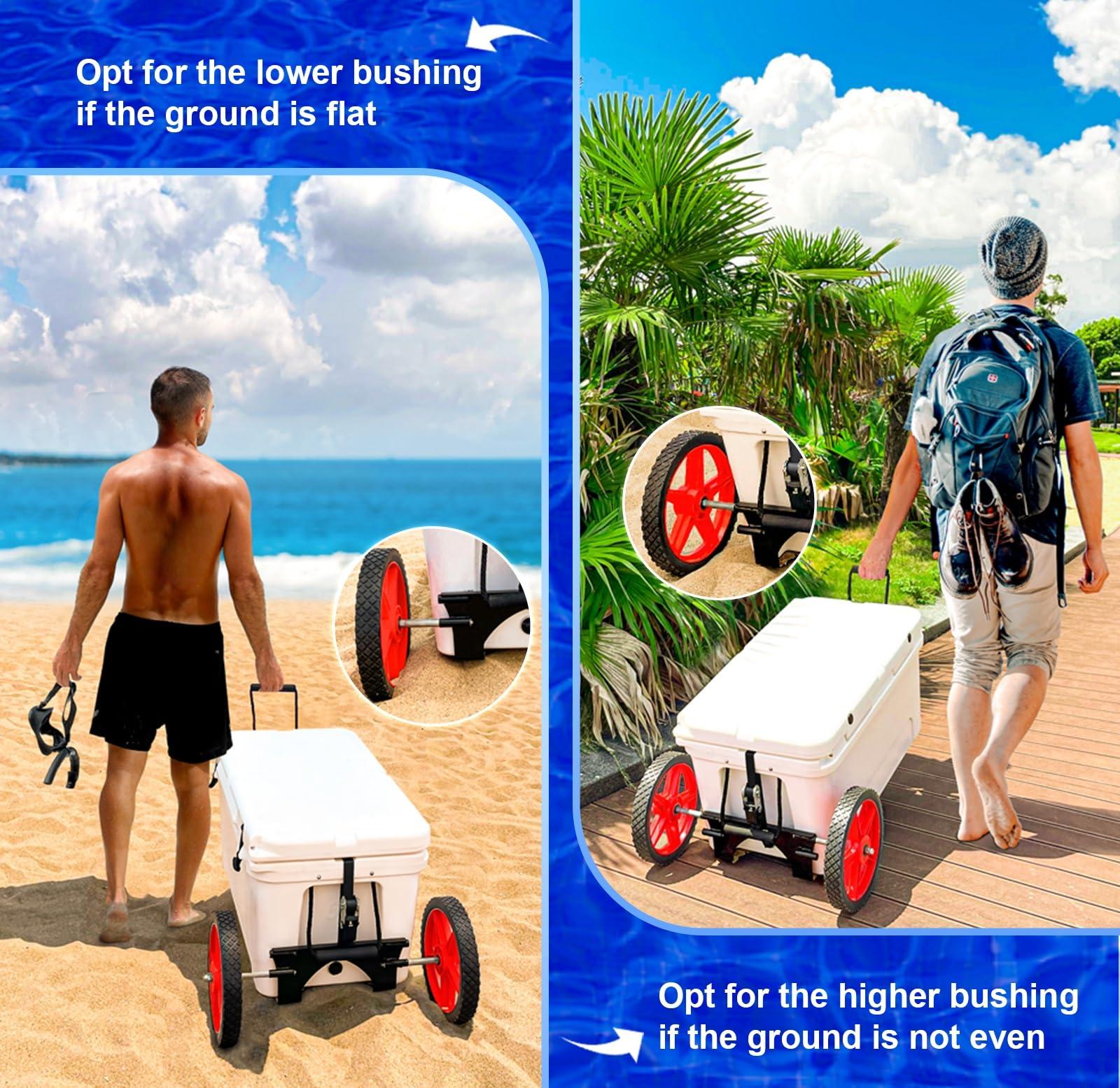 ZLSZTMI Upgraded Cooler Wheel Kit for Yeti/RTIC/Igloo Coolers Wheel Spacing up to19.8 Inches -12 IN Wheels Height Adjustable Cart Base for Ice Chest for Heavy Duty Coolers Camping Traveling Red&Black