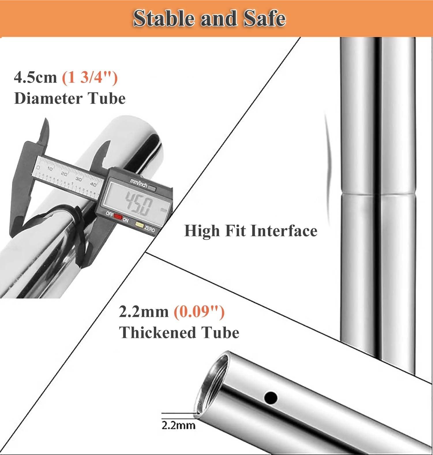 REMYSAOS REMYSAOS Adjustable Height Spinning Pole No-Drill Portable Stripper Pole, Professional Pole Dancing Poles for Home Bedroom Apartment, Anti-Rust Spinning Dance Tube Kit(25cm (10\") Extension Pole)