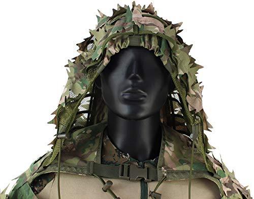 ROCOTACTICAL ROCOTACTICAL Sniper Ghillie Viper Hood with 3D Laser-Cut Leaves, Tactical Ghillie Suit Foundation for Wargame, Hunting, Airsoft, Sniper Coat