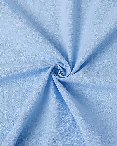 J.VER J.VER Men's Banded Collar Linen Shirts Long Sleeve Slim Fit Button Down Shirts Beach Wedding Shirt with Pocket Light Blue X-Large