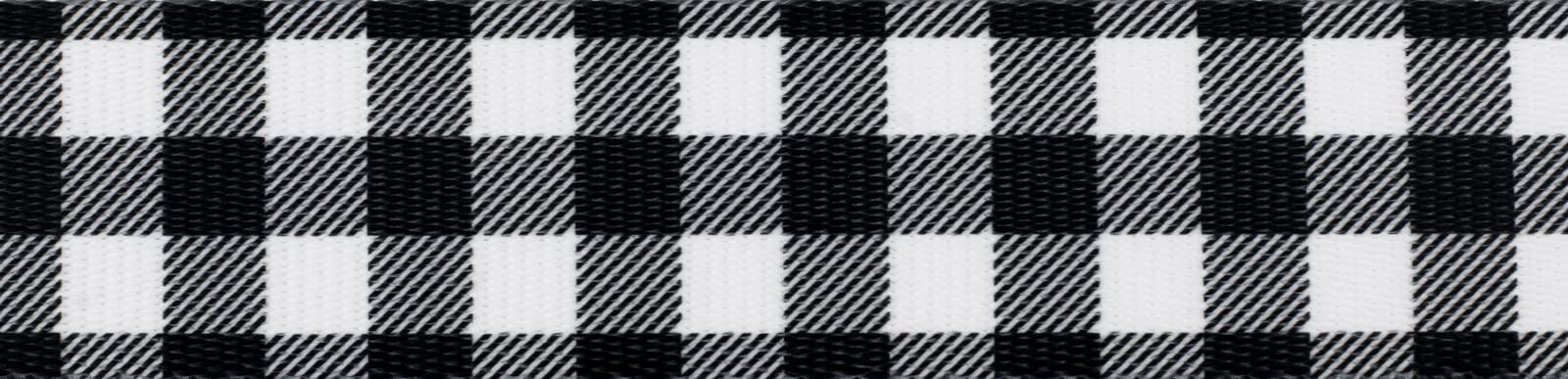 Country Brook Design Country Brook Design - Black & White Buffalo Plaid Polyester Webbing (1 Inch, 20 Yards)