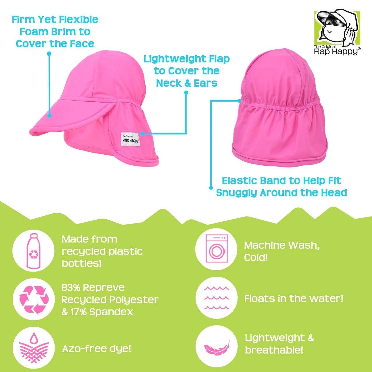 Flap Happy Flap Happy Baby Sun Hat - UPF 50+ Swim Hat with Neck Flap for Sun Protection, Floats on Water, Recycled Fabric - Red, X-Large