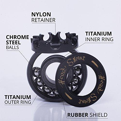 Heady Shake Heady Shake Pro Skateboard Bearings - Fastest Premium 608rs Titanium - Longboard, Skate Board, Kick Scooter, Inline and Roller Skates, 8-Pack