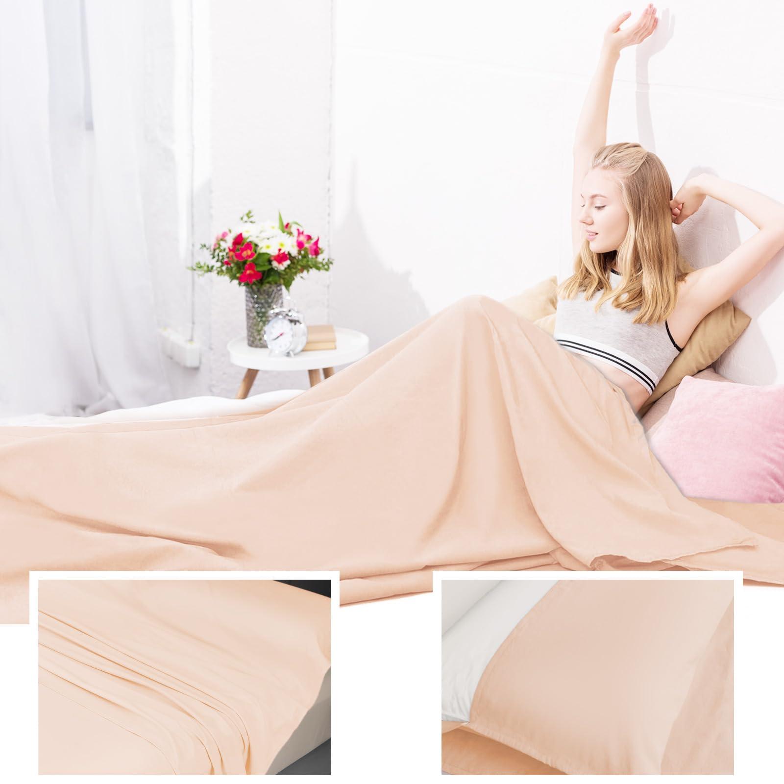BREENHILL BREENHILL Cotton Sleeping Bag LinerSingle Camping Sheets & Travel Sheet Hostels & Traveling Sleep Sack for Backpacking, Hotels Lightweight Sleeping Bag Liners with Zipper Comfortable Pink