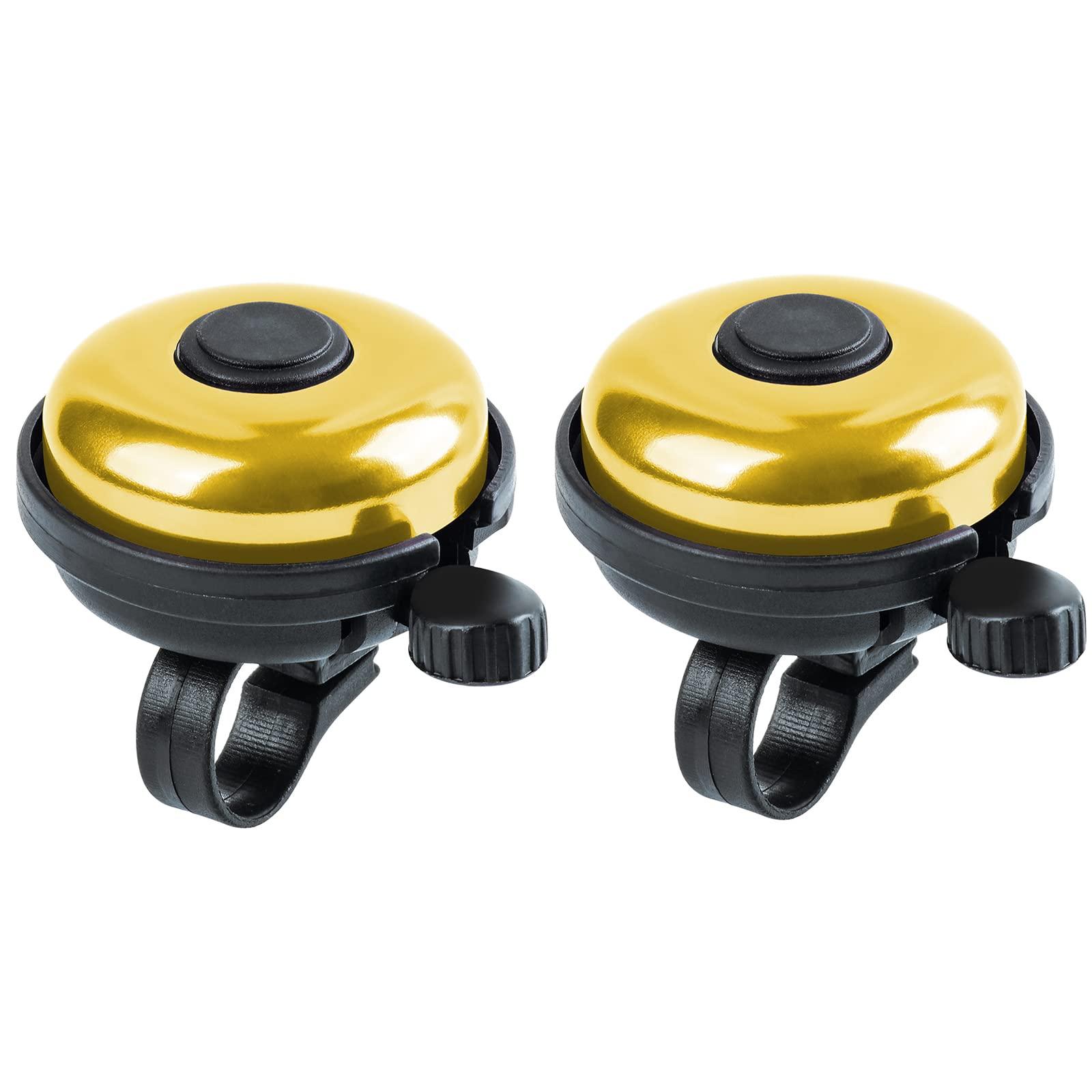 Xthuge Xthuge Classic Bike Bell, Aluminum Bicycle Bell, Loud Crisp Clear Sound Bicycle Bike Bell for Adults Kids(Gold-Right Hand Use2 Pack)
