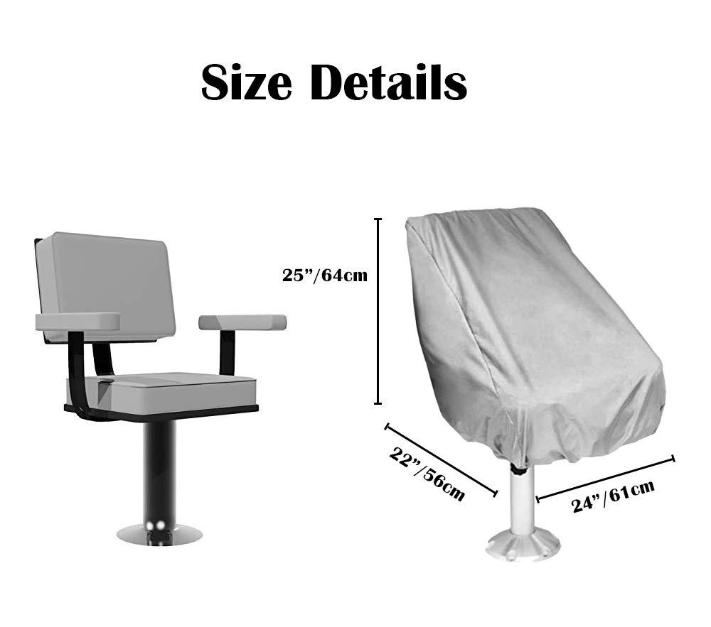 WOMACO WOMACO 2 Pack Boat Seat Cover, Outdoor Waterproof Pedestal Pontoon Captain Boat Bench Chair Seat Cover, Oxford Fabric Helm Chair Protective Covers (Silver, 4 Pack)