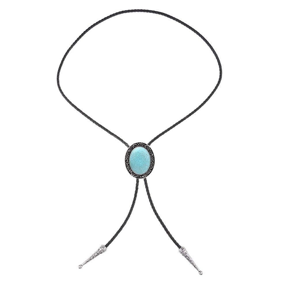 Himongoo Himongoo Bola Bolo Tie for Men Women Leather Rope Wedding Necklace Western Cowboy, Coral Opal Turquoise Opal (Turquoise)