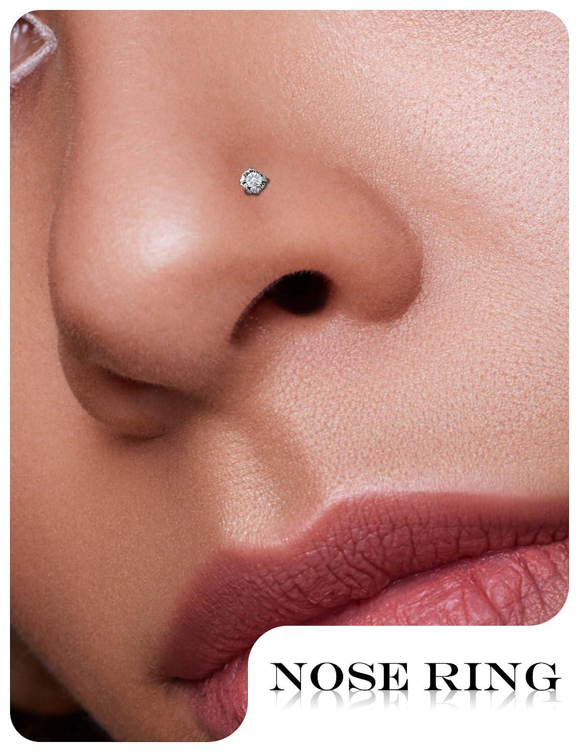 Gnznzko Gnznzko Nose Studs Nose Rings for Women 18G 20G 22G Corkscrew Nose Ring Stainless Steel G23 Titanium Nose Screw Studs Nose Rings Studs Surgical Steel Nostril Nose Piercing Jewelry for women, GN-0073