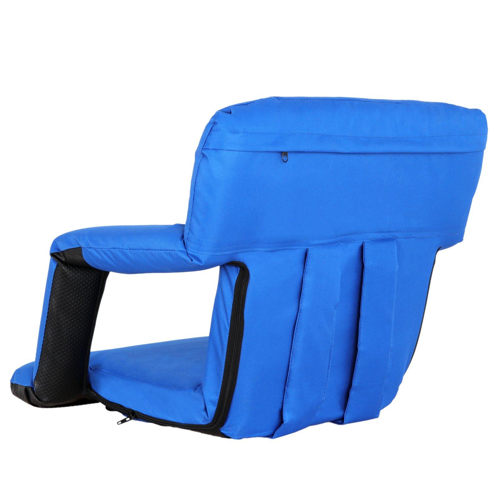 LEMY LEMY 5 Reclining Positions Adjustable Stadium Seat for Bleachers Portable Water Resistant Stadium Chair with Back/Arms/Cushion for Outdoor or Indoor(2 PCS, Blue)