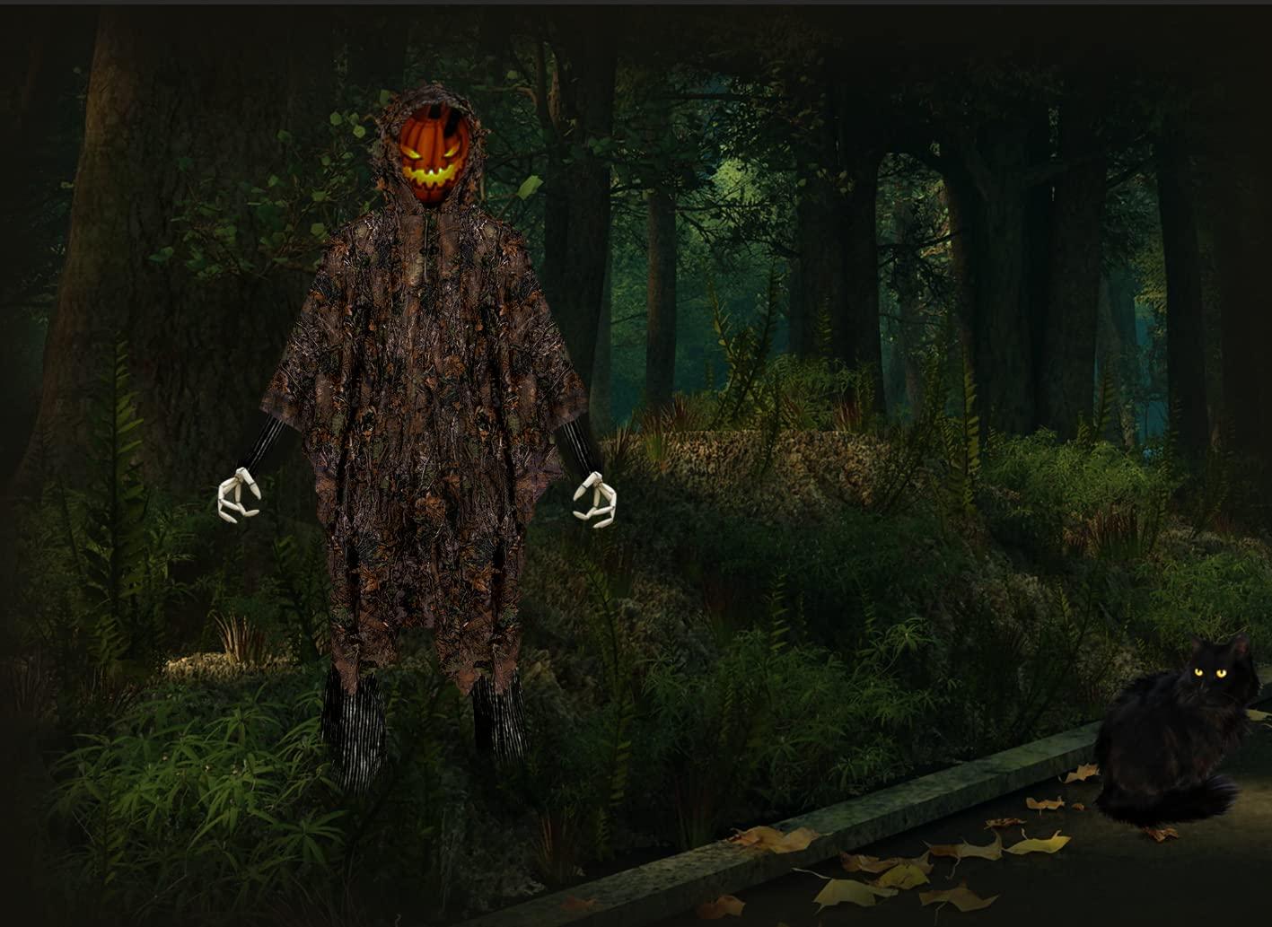 Ginsco Ginsco 3D Leafy Camo Poncho Camoflage Woodland Cape Lightweight Ghillie Suit for Men, Ghillie Hood for Turkey Hunting Bird Watching Military Training Outdoor Airsoft Wildlife Photography Halloween