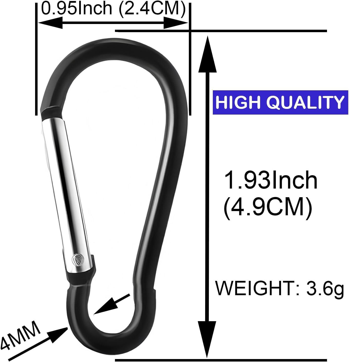 SAMLOO 200 Pack Bulk Aluminum Carabiner Small Spring Clip Hook Spring-Loaded Gate Keychain Buckle Pack for Camping Hiking Backpack Bottle, Black