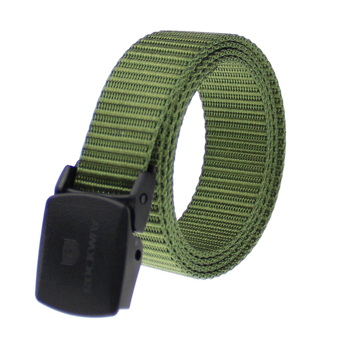 Rockway Rockway Climbing Sturdy Nylon Webbing with YKK POM Plastic Buckle 1.3 Inches Narrow Belt Green (Medium)