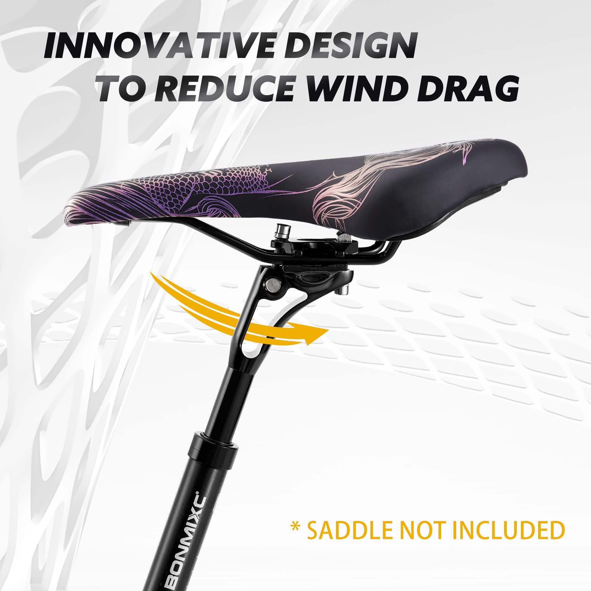 BONMIXC BONMIXC Suspension Seatpost 27.2 400mm Layback, 300lb Support for Larger & Tall Riders, Reduce Wind Drag, Anti-Slip Shock Absorbing Alloy Bike Seat Post, Adjustable Two-Way-Bolt Clamp