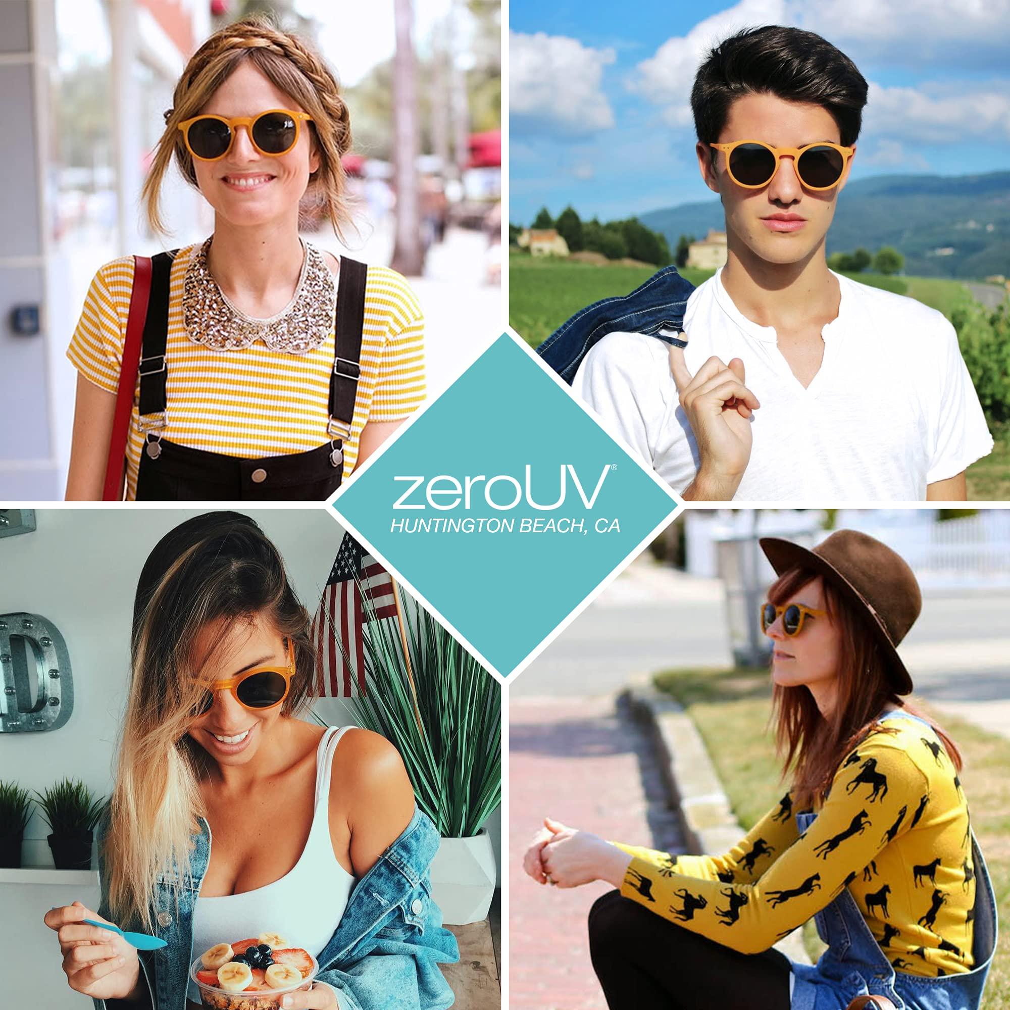 zeroUV zeroUV - Vintage Retro Horn Rimmed Round Circle Sunglasses with P3 Keyhole Bridge (Tortoise/Smoke)