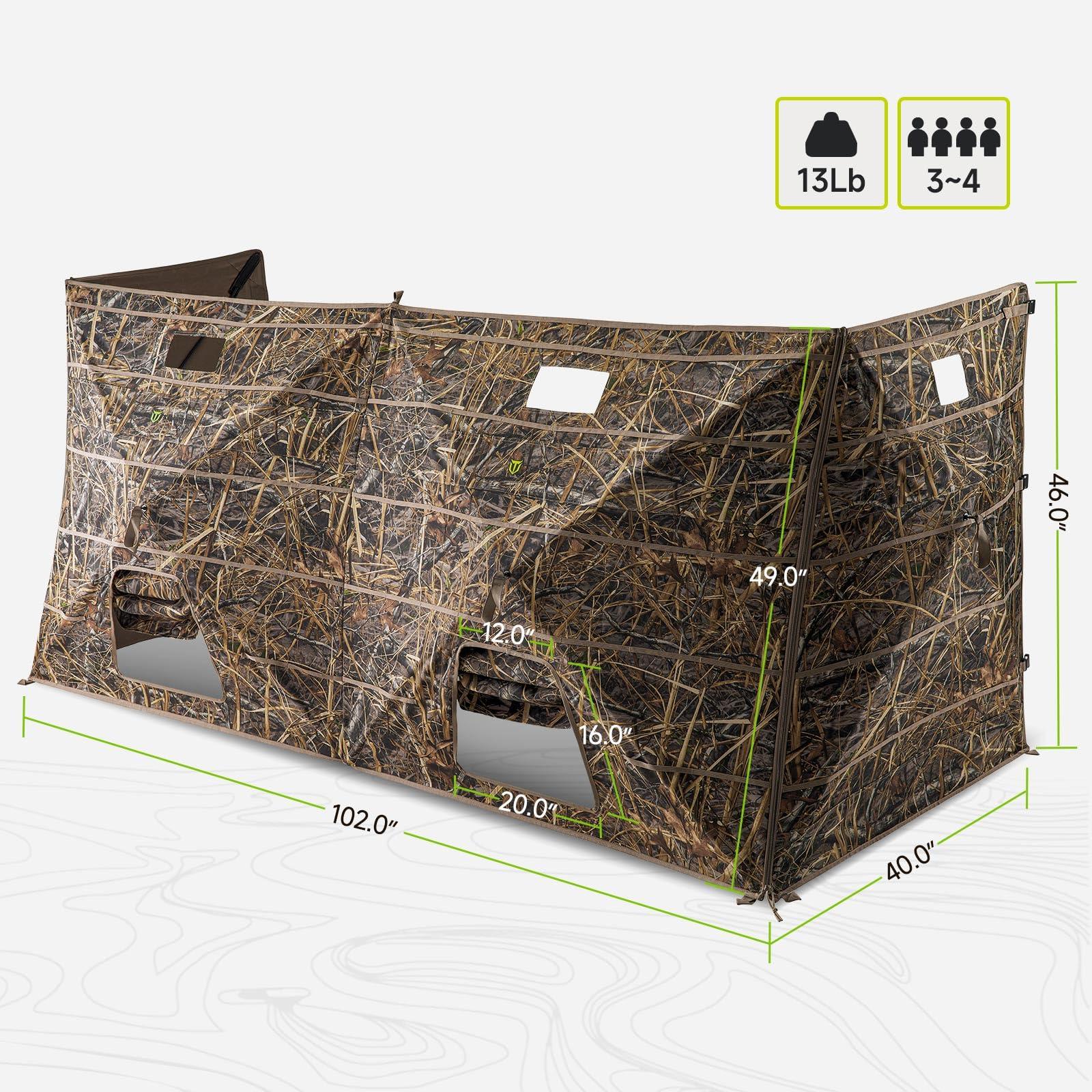 TIDEWE TIDEWE Hunting Blind Panel with Carrying Bag, 3-4 Person Pop-up Waterfowl Blinds, Resilient Field Duck Hunting TentNext Evos