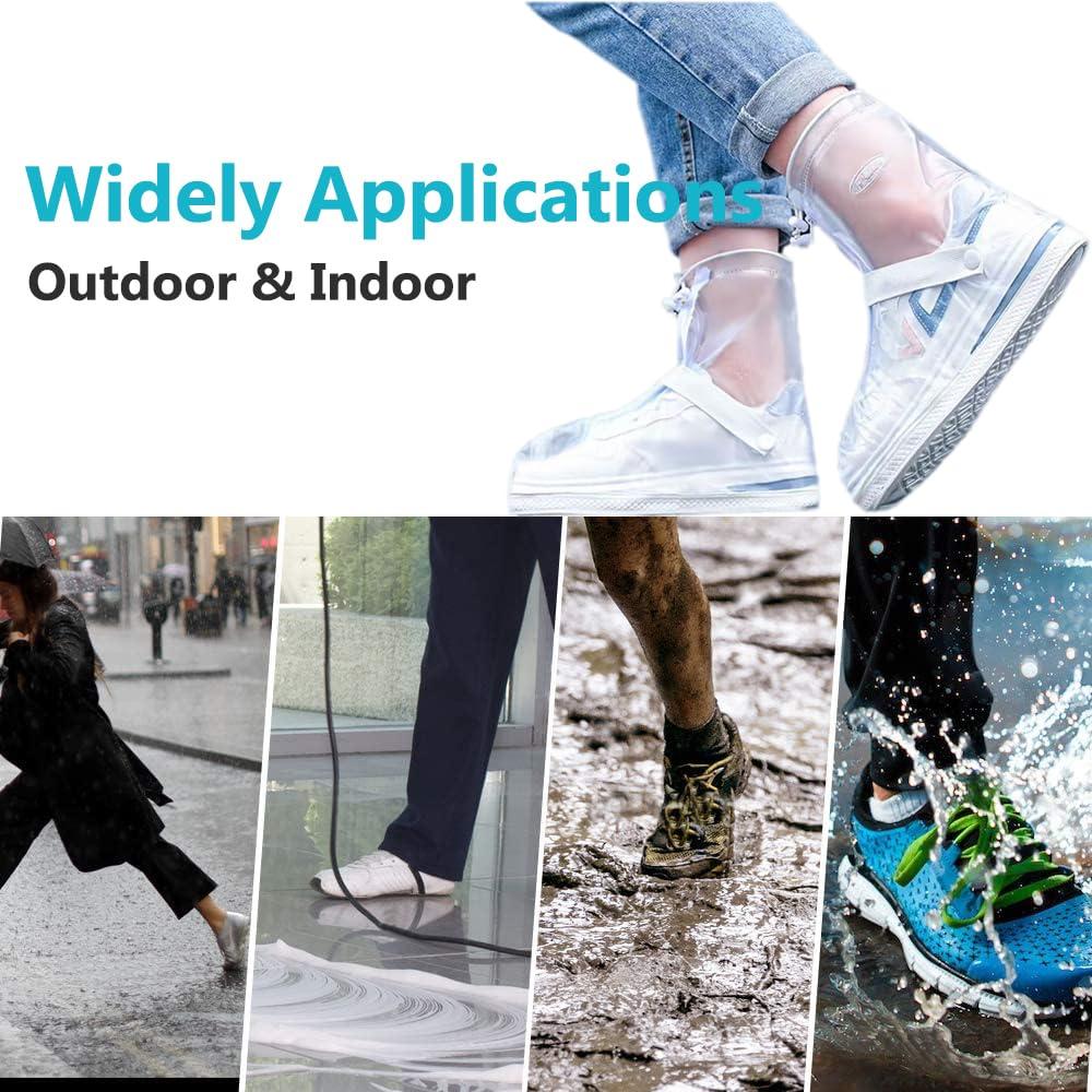 YUEYA YUEYA Waterproof Shoe Covers for Rain, Non-Slip Overshoes with Zipper, Reusable Shoe Protectors for Bicycling and Outdoor Activities, Washable Rain Boots for Men, Women and Kids (White, XL)