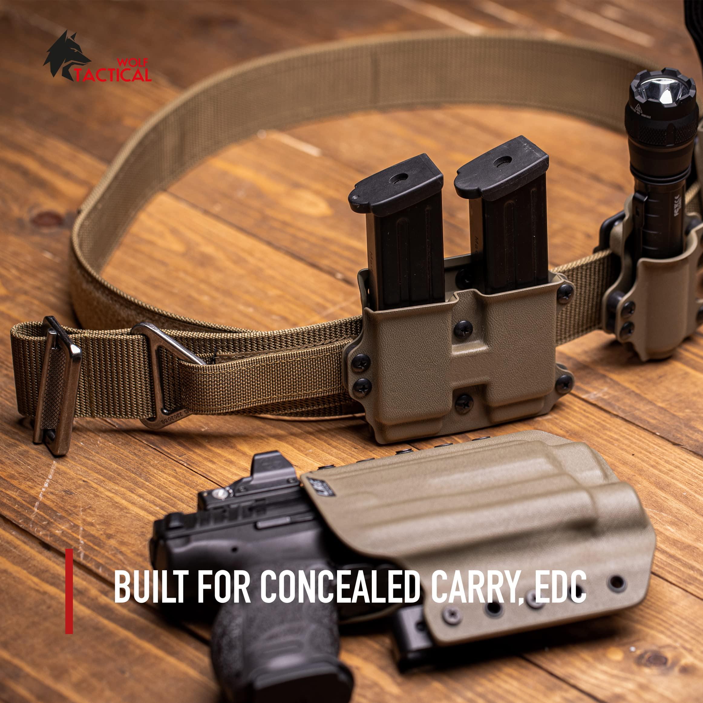 WOLF TACTICAL WOLF TACTICAL Heavy Duty Riggers Belt - Stiffened 2-Ply 1.75 Nylon EDC Gun Belt (OD Green, M (34-39))